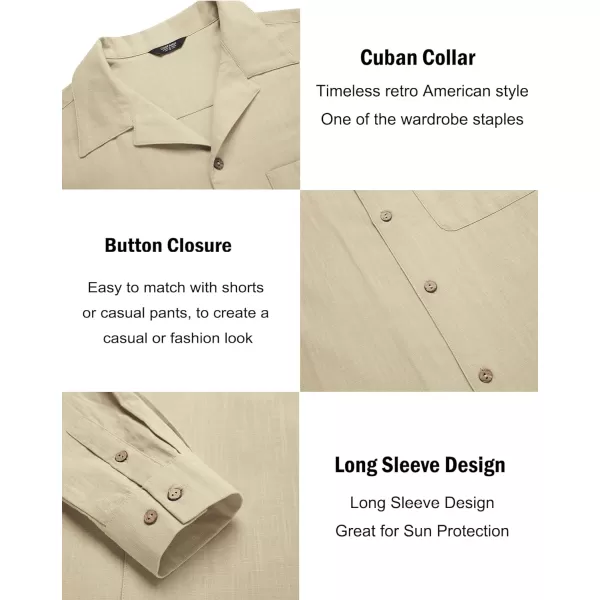COOFANDY Men's Cotton Linen Shirts Long Sleeve Casual Buttton Down Shirts Beach Top