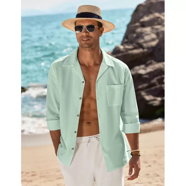 COOFANDY Men's Cotton Linen Shirts Long Sleeve Casual Buttton Down Shirts Beach Top