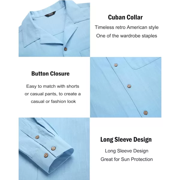 COOFANDY Men's Cotton Linen Shirts Long Sleeve Casual Buttton Down Shirts Beach Top