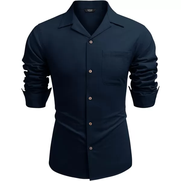 COOFANDY Men's Cotton Linen Shirts Long Sleeve Casual Buttton Down Shirts Beach Top