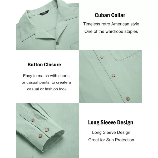 COOFANDY Men's Cotton Linen Shirts Long Sleeve Casual Buttton Down Shirts Beach Top