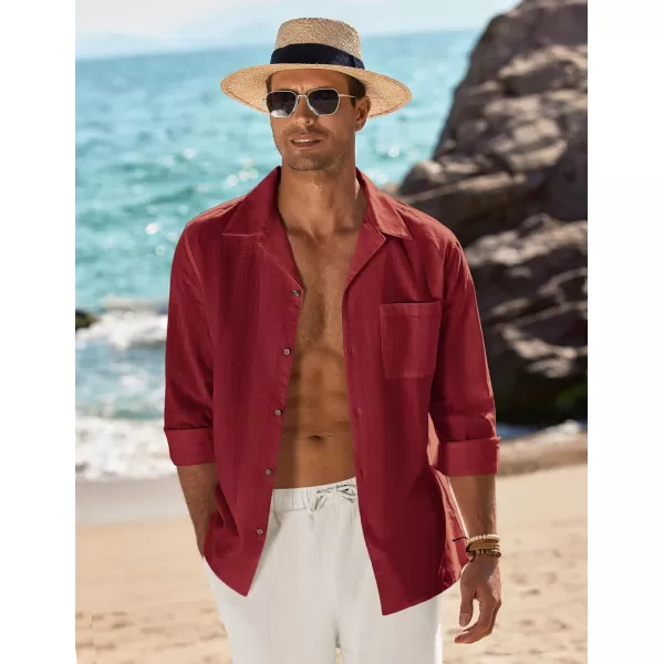 COOFANDY Men's Cotton Linen Shirts Long Sleeve Casual Buttton Down Shirts Beach Top