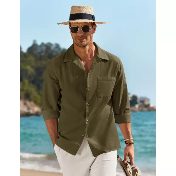 COOFANDY Men's Cotton Linen Shirts Long Sleeve Casual Buttton Down Shirts Beach Top