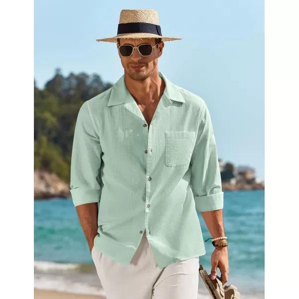 COOFANDY Men's Cotton Linen Shirts Long Sleeve Casual Buttton Down Shirts Beach Top