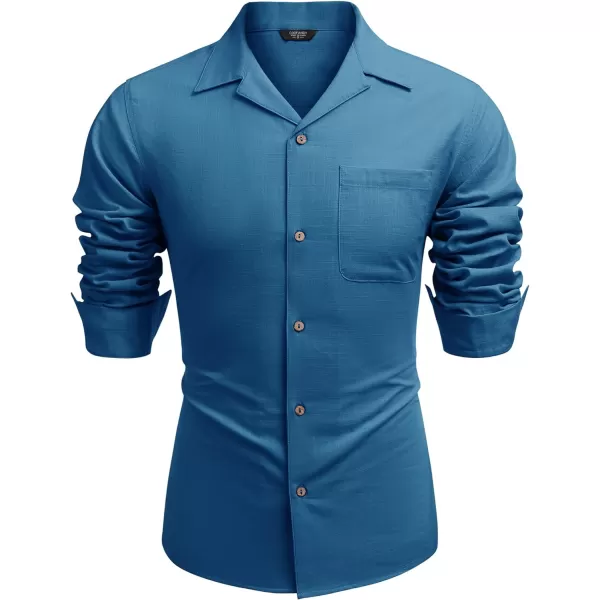 COOFANDY Men's Cotton Linen Shirts Long Sleeve Casual Buttton Down Shirts Beach Top
