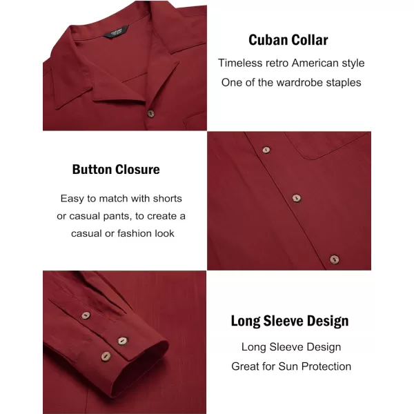 COOFANDY Men's Cotton Linen Shirts Long Sleeve Casual Buttton Down Shirts Beach Top