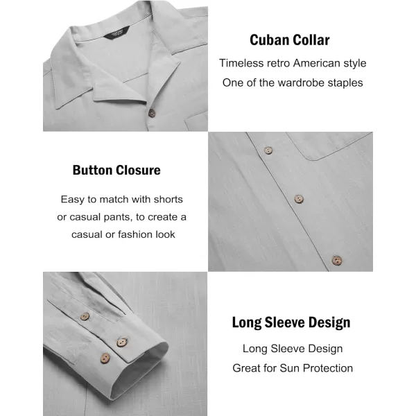 COOFANDY Men's Cotton Linen Shirts Long Sleeve Casual Buttton Down Shirts Beach Top