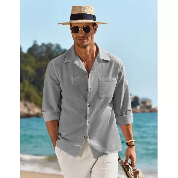 COOFANDY Men's Cotton Linen Shirts Long Sleeve Casual Buttton Down Shirts Beach Top