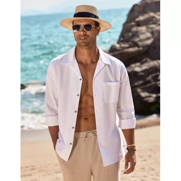 COOFANDY Men's Cotton Linen Shirts Long Sleeve Casual Buttton Down Shirts Beach Top