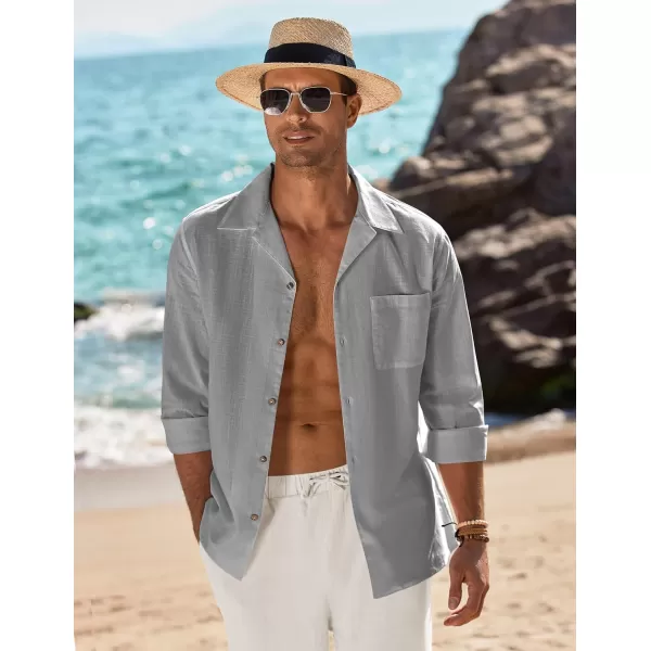 COOFANDY Men's Cotton Linen Shirts Long Sleeve Casual Buttton Down Shirts Beach Top