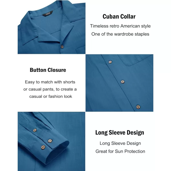 COOFANDY Men's Cotton Linen Shirts Long Sleeve Casual Buttton Down Shirts Beach Top