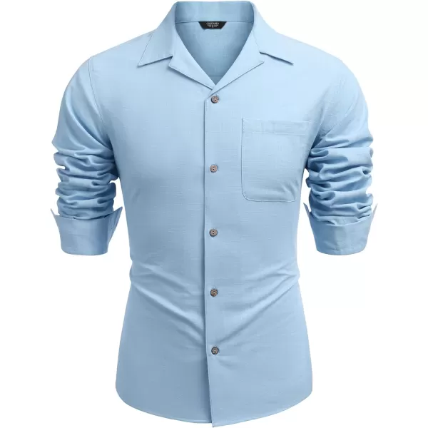 COOFANDY Men's Cotton Linen Shirts Long Sleeve Casual Buttton Down Shirts Beach Top
