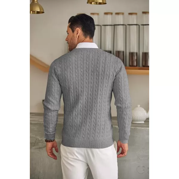 COOFANDY Men's Crewneck Cable Knit Sweaters Long Sleeve Lightweight Casual Twist Patterned Pullover Sweater