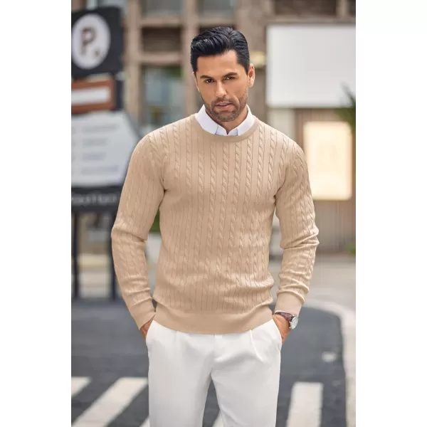 COOFANDY Men's Crewneck Cable Knit Sweaters Long Sleeve Lightweight Casual Twist Patterned Pullover Sweater