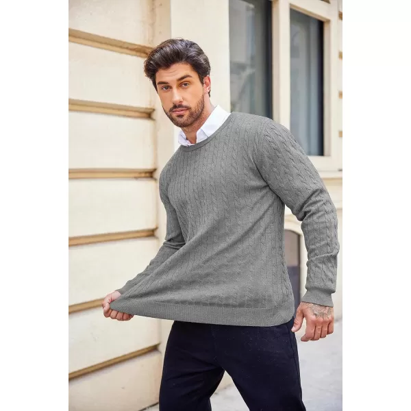 COOFANDY Men's Crewneck Cable Knit Sweaters Long Sleeve Lightweight Casual Twist Patterned Pullover Sweater
