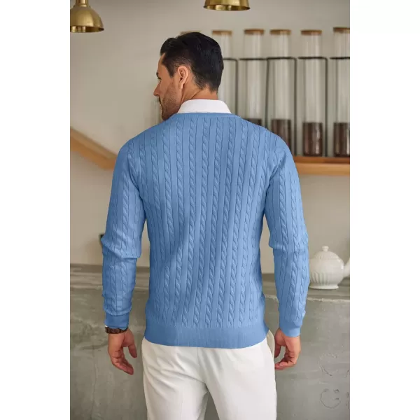 COOFANDY Men's Crewneck Cable Knit Sweaters Long Sleeve Lightweight Casual Twist Patterned Pullover Sweater