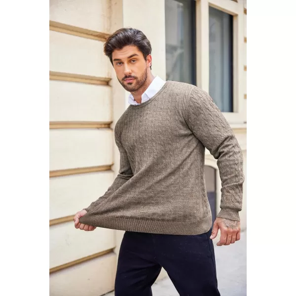 COOFANDY Men's Crewneck Cable Knit Sweaters Long Sleeve Lightweight Casual Twist Patterned Pullover Sweater)