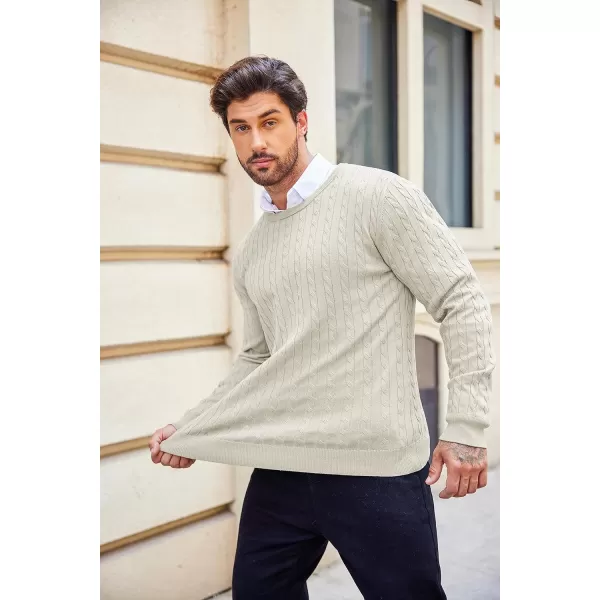 COOFANDY Men's Crewneck Cable Knit Sweaters Long Sleeve Lightweight Casual Twist Patterned Pullover Sweater