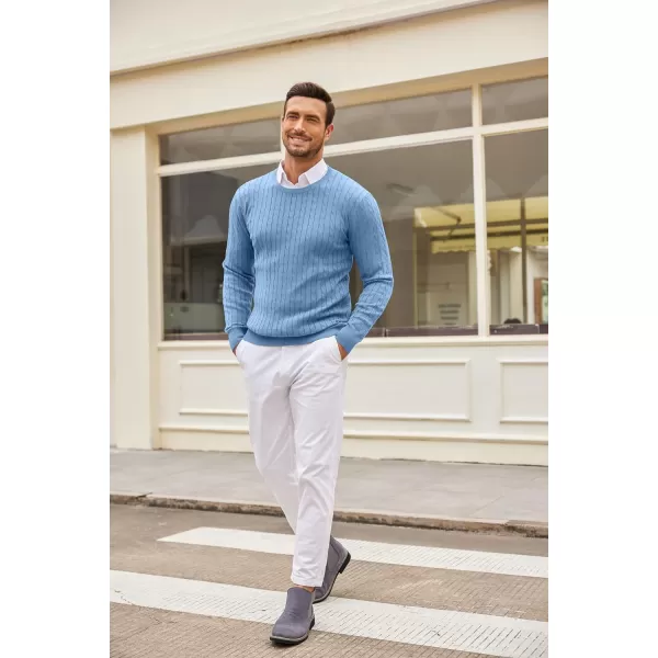 COOFANDY Men's Crewneck Cable Knit Sweaters Long Sleeve Lightweight Casual Twist Patterned Pullover Sweater