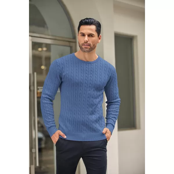 COOFANDY Men's Crewneck Cable Knit Sweaters Long Sleeve Lightweight Casual Twist Patterned Pullover Sweater