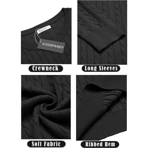 COOFANDY Men's Crewneck Cable Knit Sweaters Long Sleeve Lightweight Casual Twist Patterned Pullover Sweater