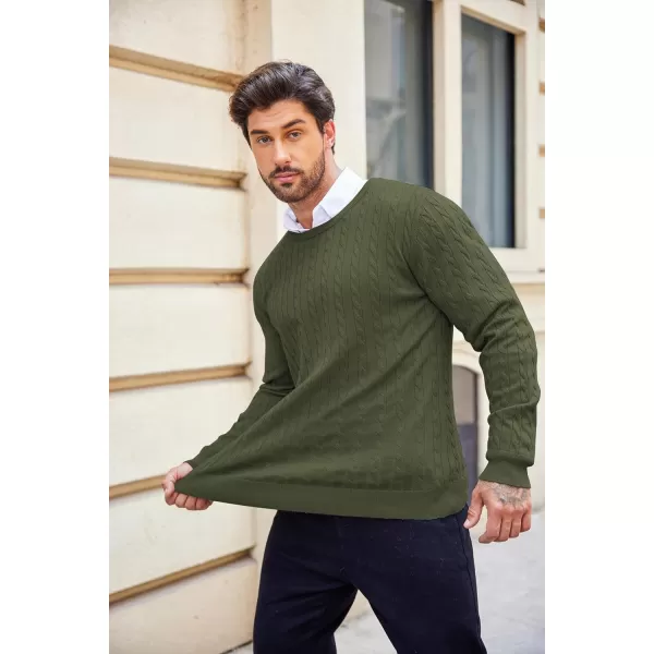COOFANDY Men's Crewneck Cable Knit Sweaters Long Sleeve Lightweight Casual Twist Patterned Pullover Sweater