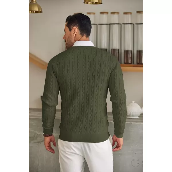COOFANDY Men's Crewneck Cable Knit Sweaters Long Sleeve Lightweight Casual Twist Patterned Pullover Sweater