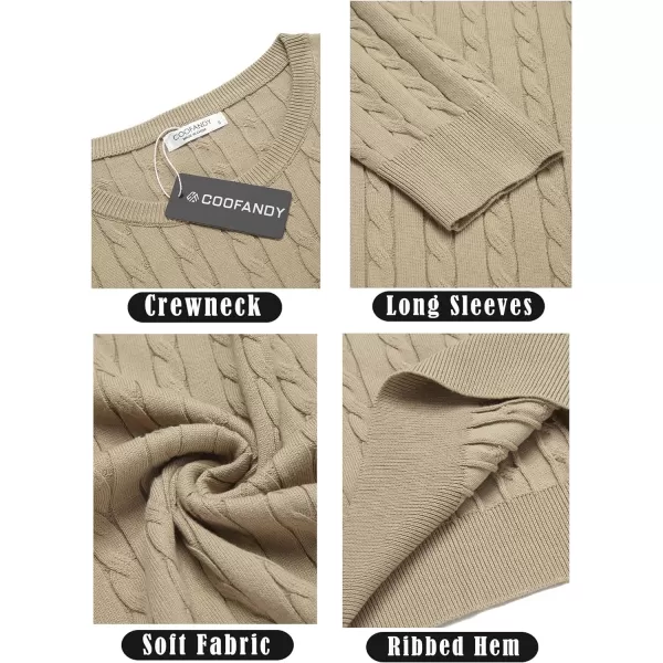 COOFANDY Men's Crewneck Cable Knit Sweaters Long Sleeve Lightweight Casual Twist Patterned Pullover Sweater