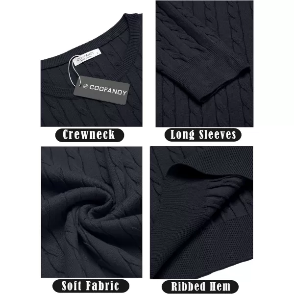 COOFANDY Men's Crewneck Cable Knit Sweaters Long Sleeve Lightweight Casual Twist Patterned Pullover Sweater