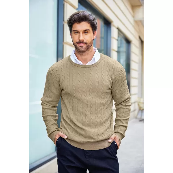 COOFANDY Men's Crewneck Cable Knit Sweaters Long Sleeve Lightweight Casual Twist Patterned Pullover Sweater