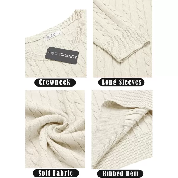 COOFANDY Men's Crewneck Cable Knit Sweaters Long Sleeve Lightweight Casual Twist Patterned Pullover Sweater