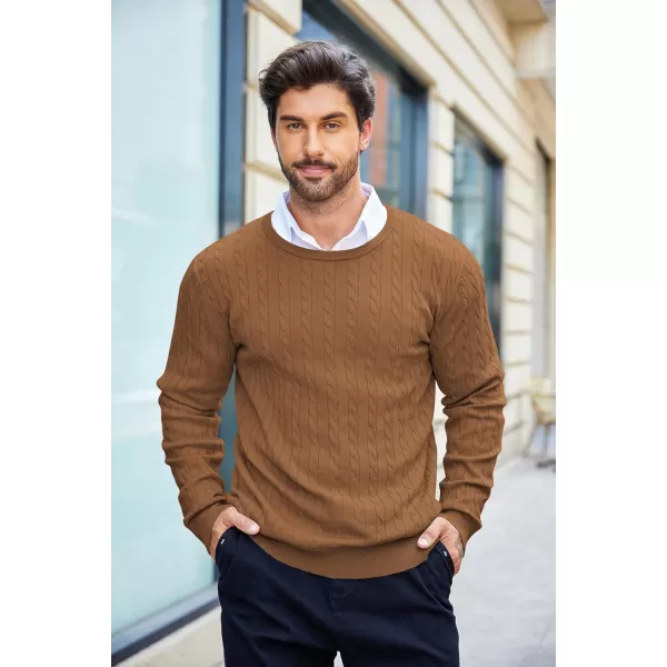 COOFANDY Men's Crewneck Cable Knit Sweaters Long Sleeve Lightweight Casual Twist Patterned Pullover Sweater