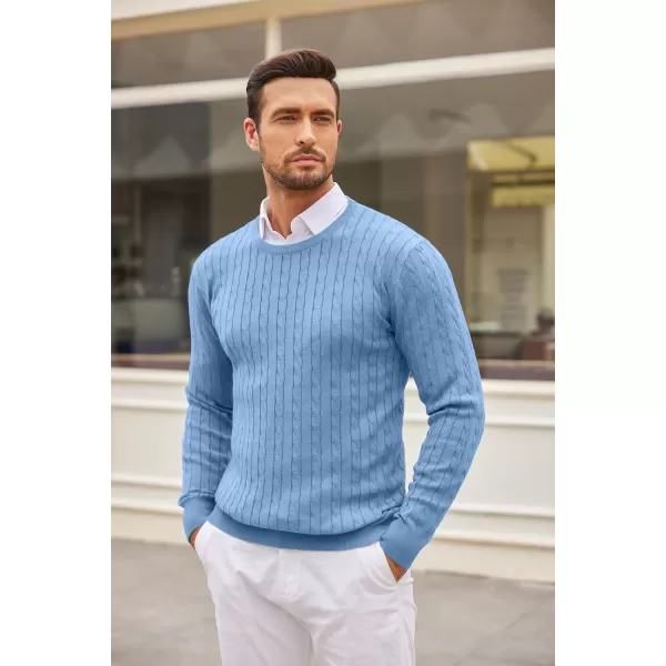 COOFANDY Men's Crewneck Cable Knit Sweaters Long Sleeve Lightweight Casual Twist Patterned Pullover Sweater