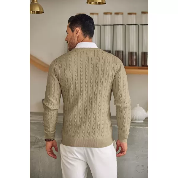 COOFANDY Men's Crewneck Cable Knit Sweaters Long Sleeve Lightweight Casual Twist Patterned Pullover Sweater
