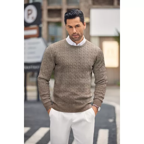COOFANDY Men's Crewneck Cable Knit Sweaters Long Sleeve Lightweight Casual Twist Patterned Pullover Sweater)