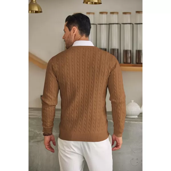 COOFANDY Men's Crewneck Cable Knit Sweaters Long Sleeve Lightweight Casual Twist Patterned Pullover Sweater