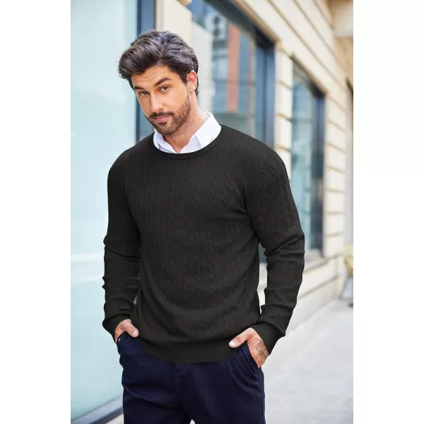 COOFANDY Men's Crewneck Cable Knit Sweaters Long Sleeve Lightweight Casual Twist Patterned Pullover Sweater