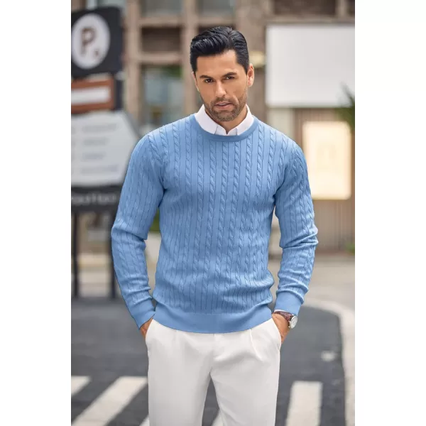 COOFANDY Men's Crewneck Cable Knit Sweaters Long Sleeve Lightweight Casual Twist Patterned Pullover Sweater