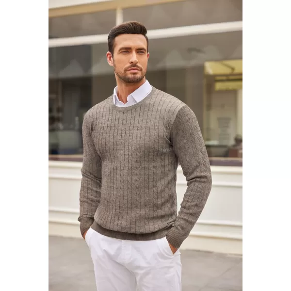 COOFANDY Men's Crewneck Cable Knit Sweaters Long Sleeve Lightweight Casual Twist Patterned Pullover Sweater)