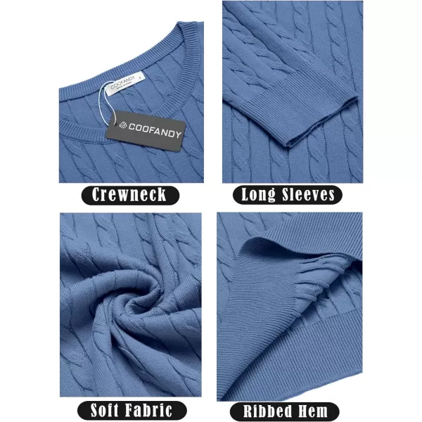 COOFANDY Men's Crewneck Cable Knit Sweaters Long Sleeve Lightweight Casual Twist Patterned Pullover Sweater