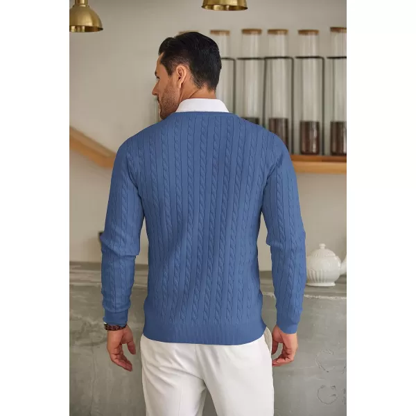 COOFANDY Men's Crewneck Cable Knit Sweaters Long Sleeve Lightweight Casual Twist Patterned Pullover Sweater