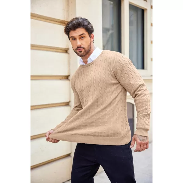 COOFANDY Men's Crewneck Cable Knit Sweaters Long Sleeve Lightweight Casual Twist Patterned Pullover Sweater