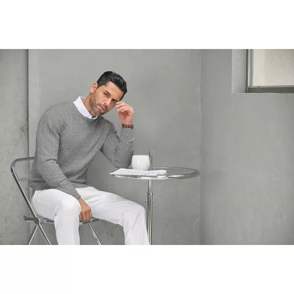 COOFANDY Men's Crewneck Cable Knit Sweaters Long Sleeve Lightweight Casual Twist Patterned Pullover Sweater