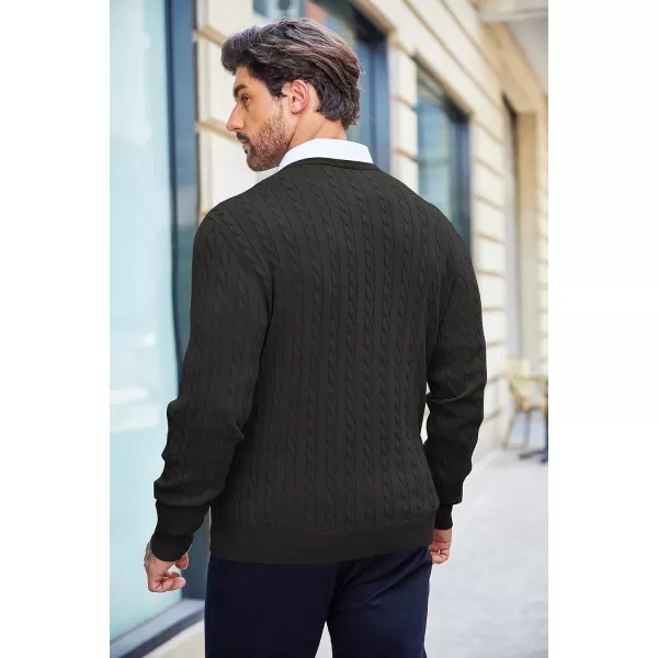 COOFANDY Men's Crewneck Cable Knit Sweaters Long Sleeve Lightweight Casual Twist Patterned Pullover Sweater