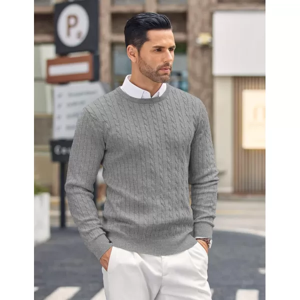 COOFANDY Men's Crewneck Cable Knit Sweaters Long Sleeve Lightweight Casual Twist Patterned Pullover Sweater