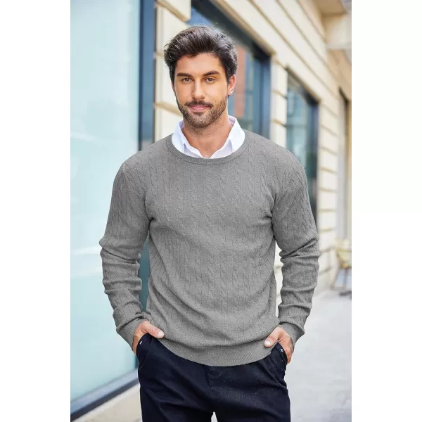 COOFANDY Men's Crewneck Cable Knit Sweaters Long Sleeve Lightweight Casual Twist Patterned Pullover Sweater