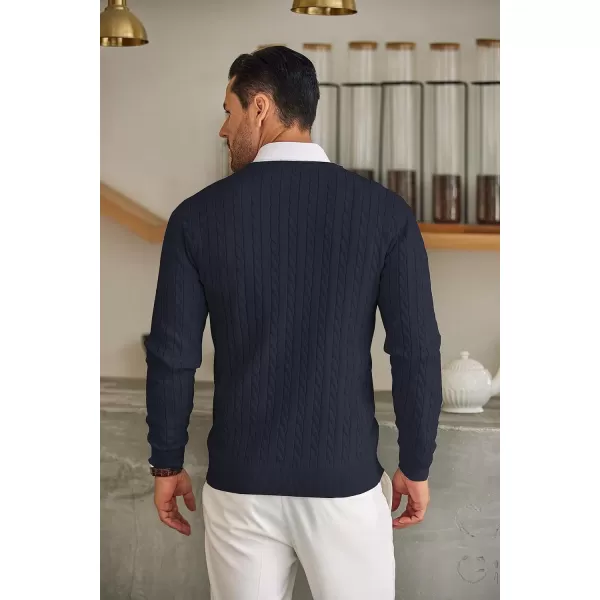 COOFANDY Men's Crewneck Cable Knit Sweaters Long Sleeve Lightweight Casual Twist Patterned Pullover Sweater