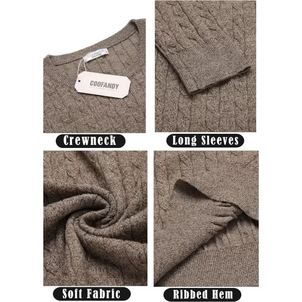 COOFANDY Men's Crewneck Cable Knit Sweaters Long Sleeve Lightweight Casual Twist Patterned Pullover Sweater)