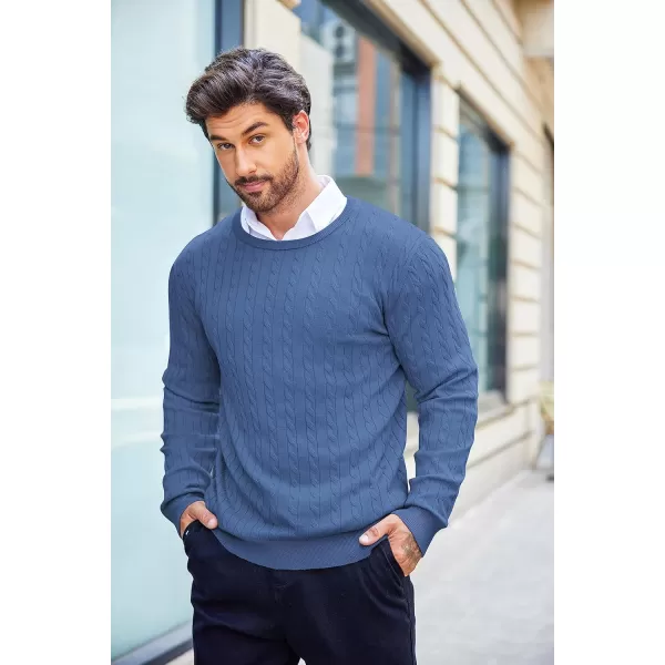 COOFANDY Men's Crewneck Cable Knit Sweaters Long Sleeve Lightweight Casual Twist Patterned Pullover Sweater