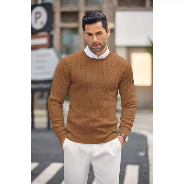 COOFANDY Men's Crewneck Cable Knit Sweaters Long Sleeve Lightweight Casual Twist Patterned Pullover Sweater